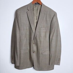 Lauren Ralph‎ Lauren Men's 42 Long Silk & Wool Glen Check Sport Coat Tan Brown